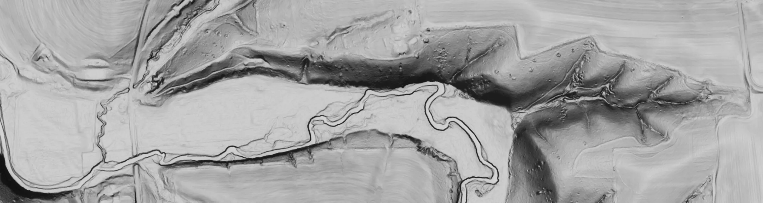 Bare-earth DEM hillshade from a drone LiDAR survey